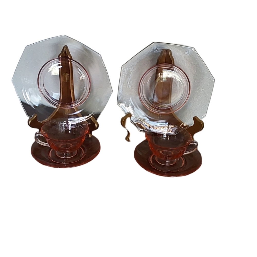 Elegant Depression Pink Glass 6 PC Tea Set